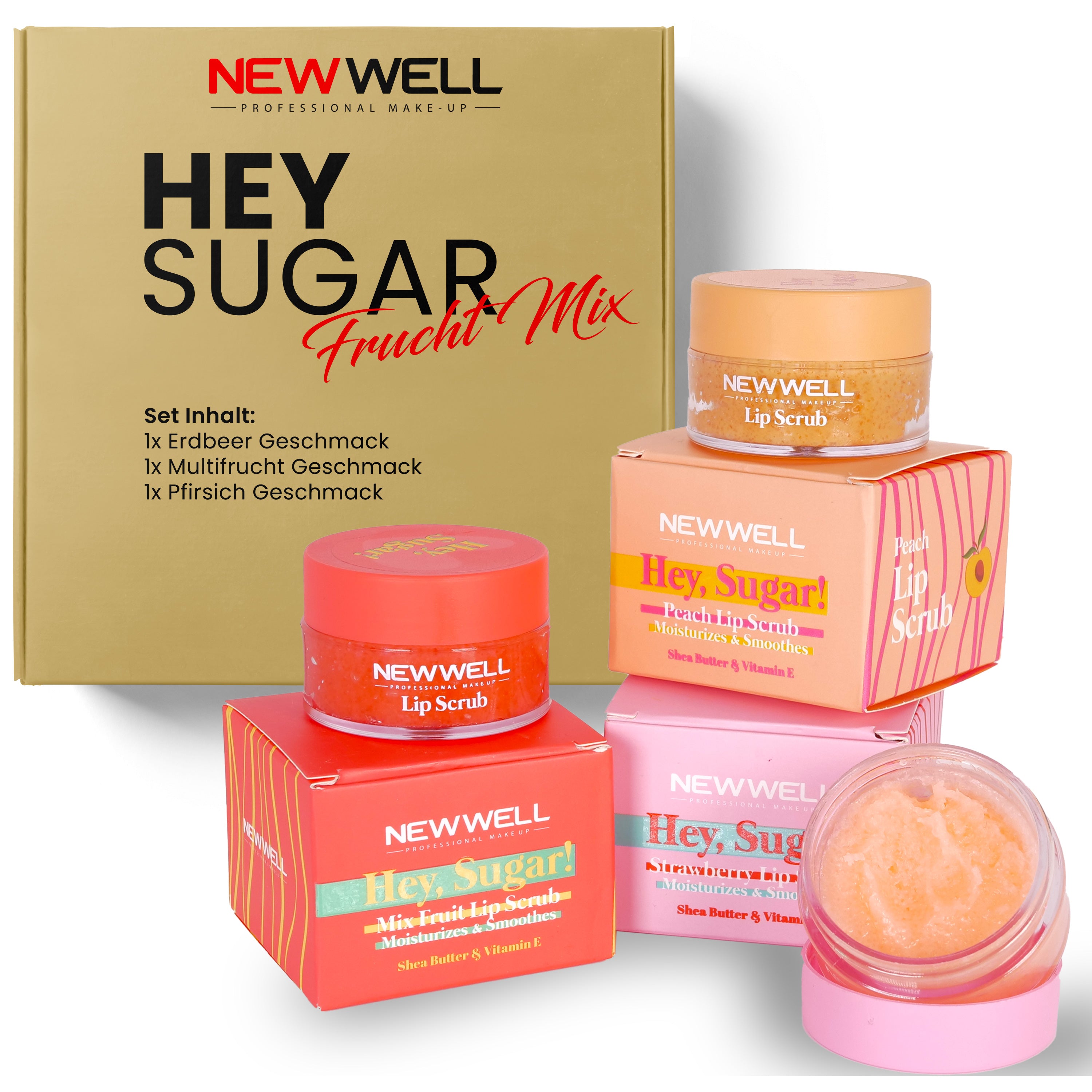 Hey Sugar - 3er Lippen-Peeling Set - Frucht Mix