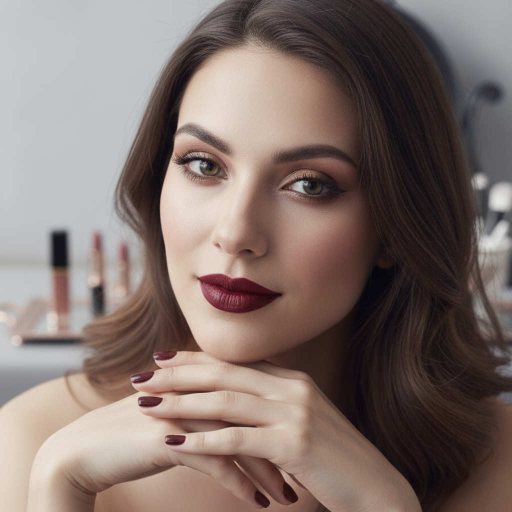 Dekorative Kosmetik Produkte - Foundation, Lidschatten, Mascara und Lippenstift auf weißem Hintergrund