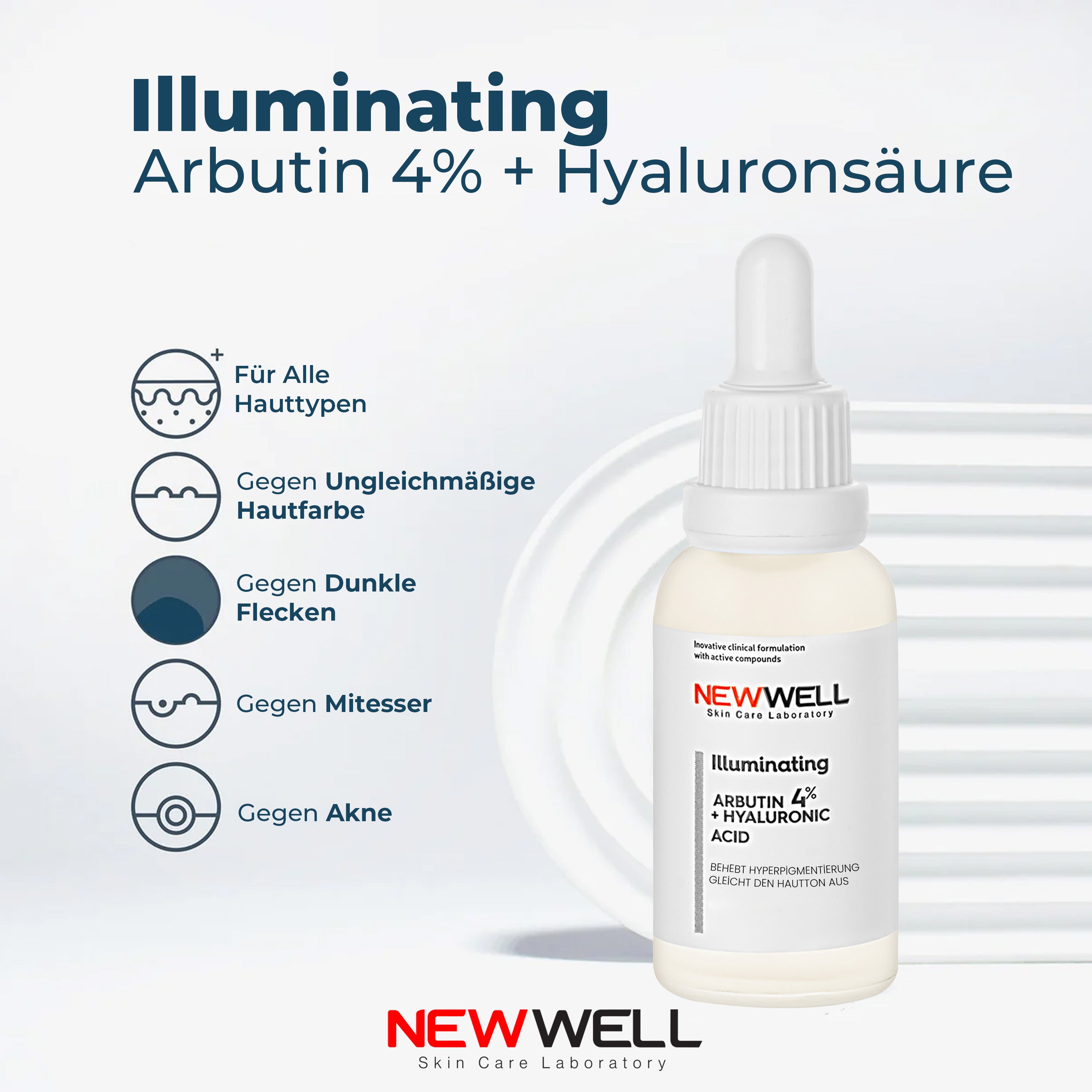 Antibakterielles, Aufhellendes, Arbutin-Hautpflegeserum - Illuminating